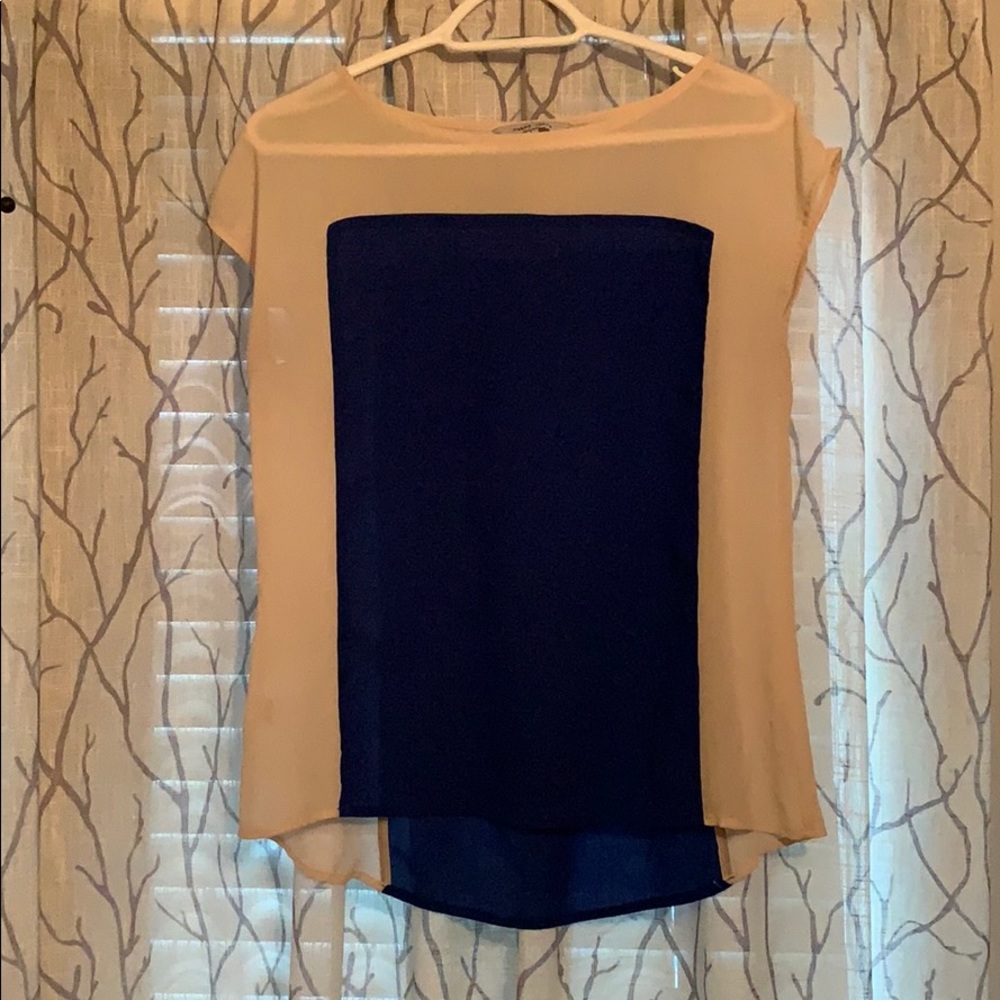 Sheer color block top L